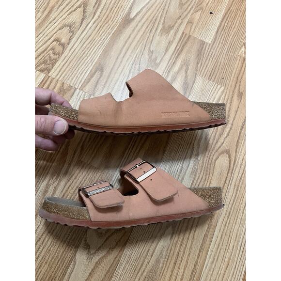 Birkenstock Arizona Sandals Rose Pink Two Strap Leather Women's Size 8/8.5 EU 39 - Picture 1 of 8